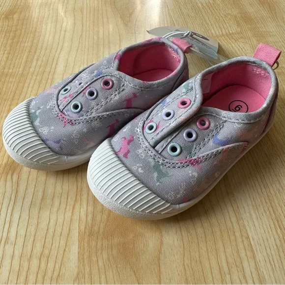 Cat & Jack Rory Unicorn Slip On Sneakers in Gray/Pink - Girls Size 6 NWT, Target - Picture 9 of 16